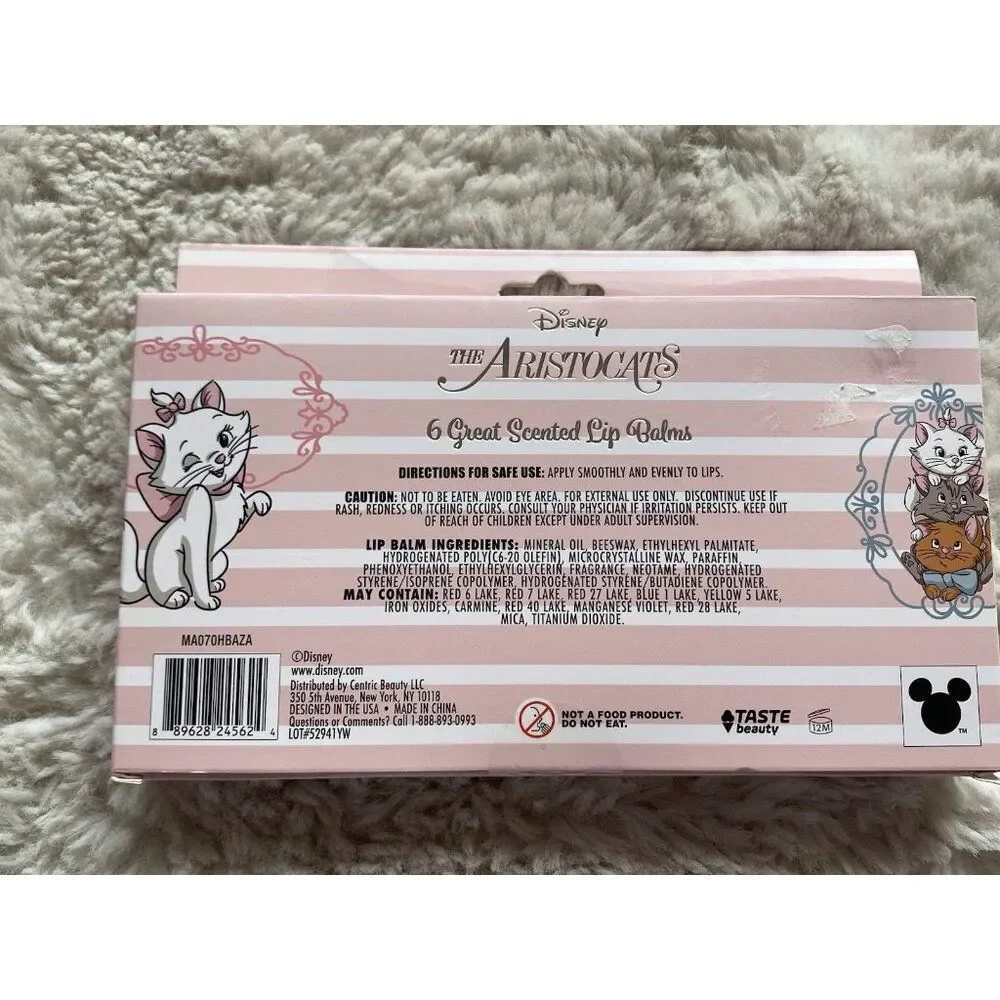 Set Of 6 Disney THE ARISTOCATS MARIE Lip Balms Scented Rose Lemon Peppermint NEW